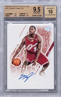 2003-04 "Ultimate Collection" #127 LeBron James Signed Rookie Card (#233/250) – BGS GEM MINT 9.5/BGS 10